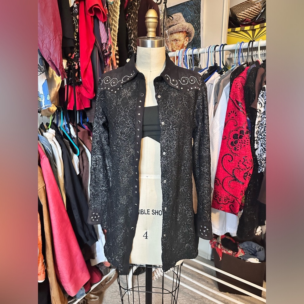 Wrangler black lace button up